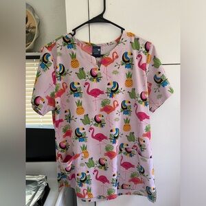 Zoe and Chloe Tropical Scrub Top